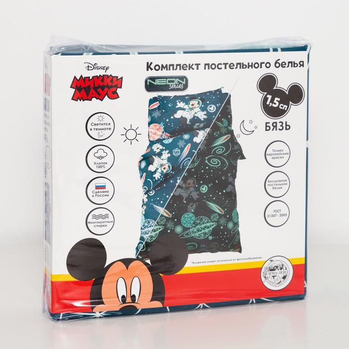 Постельное бельё 1,5 сп Neon Series, "Mickey", Микки Маус, 143*215 см, 150*214 см, 50*70 см -1 шт, светится в - фото 6 - id-p217829242