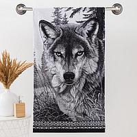 Банное полотенце «Волк» 50х90 см махровое
