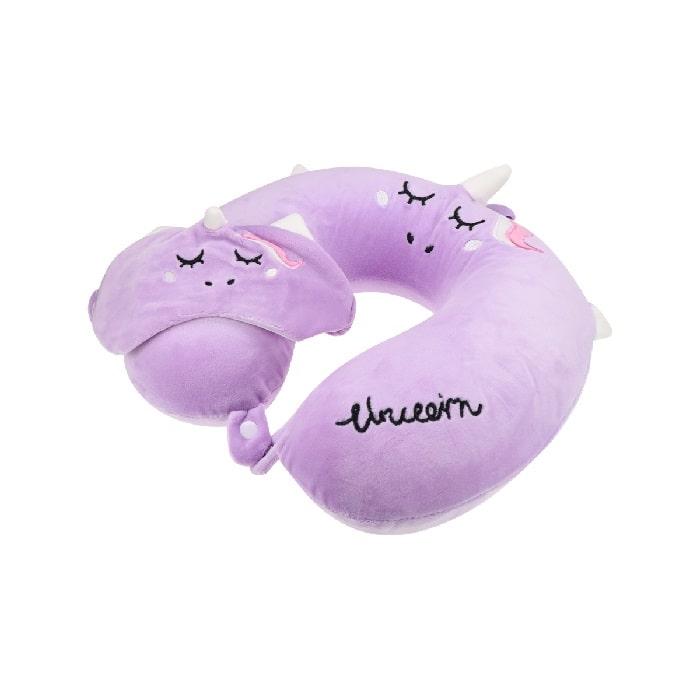 Набор 2 в 1 «Фиолетовый единорог»: подушка-подголовник + маска для сна - фото 1 - id-p217828779