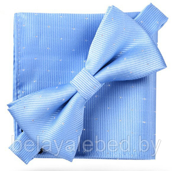 Комплект (галстук-бабочка + платок). Голубой цвет.