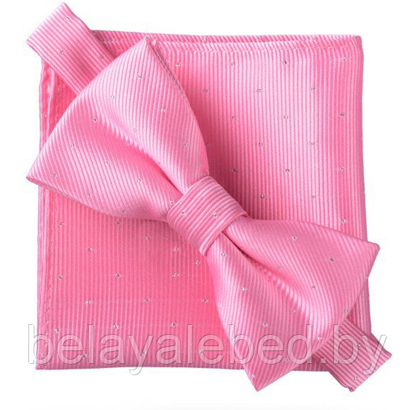 Комплект (галстук-бабочка + платок). Розовый цвет.