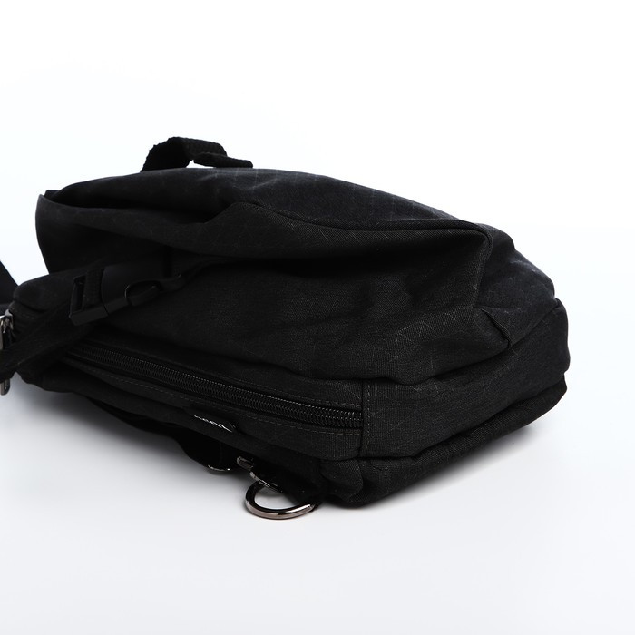 Рюкзак-слинг, 17,5*3*27, отд на молнии, 3 н/кармана, черный - фото 4 - id-p217833268