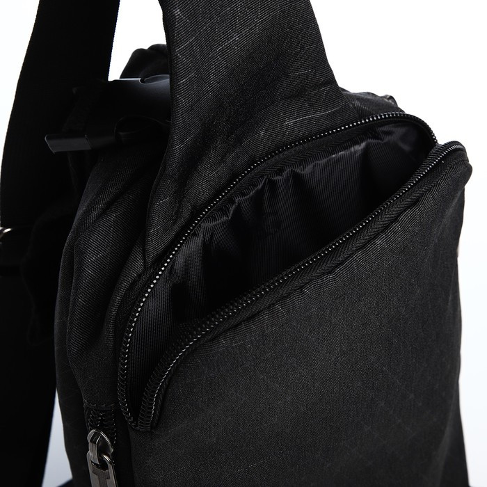 Рюкзак-слинг, 17,5*3*27, отд на молнии, 3 н/кармана, черный - фото 5 - id-p217833268