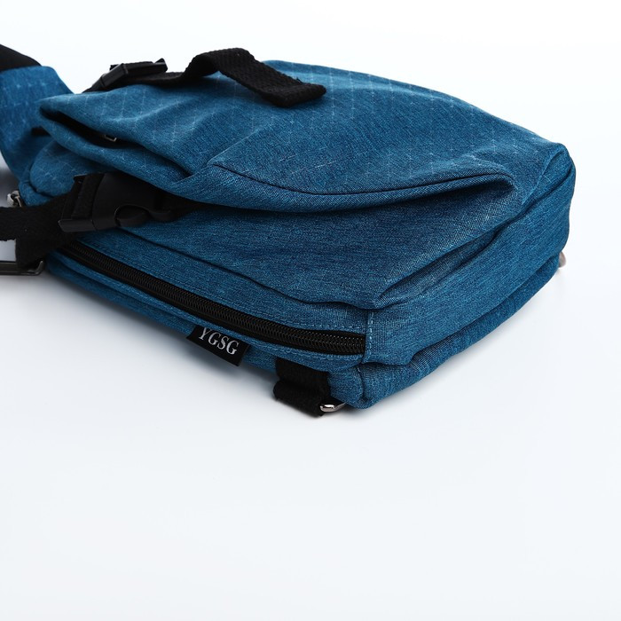 Рюкзак-слинг, 17,5*3*27, отд на молнии, 3 н/кармана, синий - фото 4 - id-p217833269