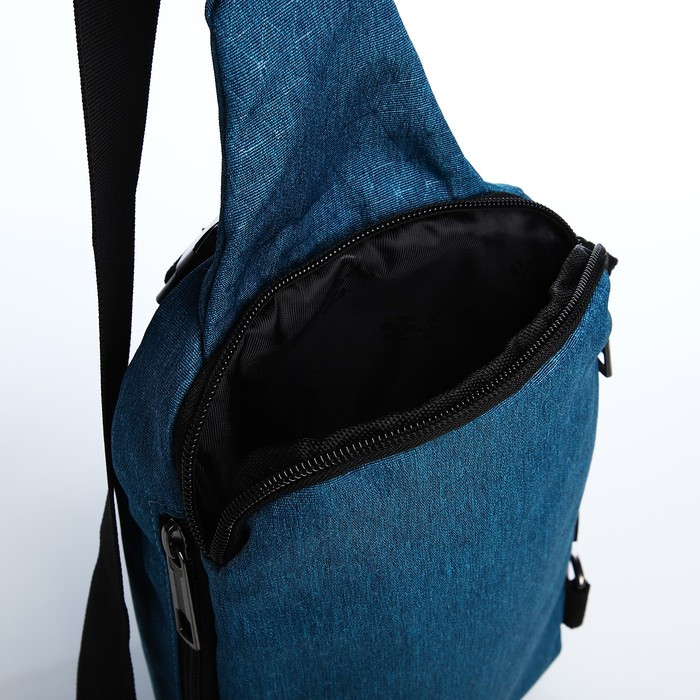 Рюкзак-слинг, 17,5*3*27, отд на молнии, 3 н/кармана, синий - фото 5 - id-p217833269