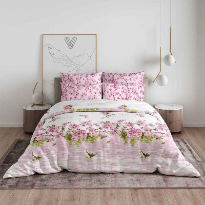 Комплект постельного белья ВАСИЛИСА Цветение персика Евро / 208457 - фото 1 - id-p217870425