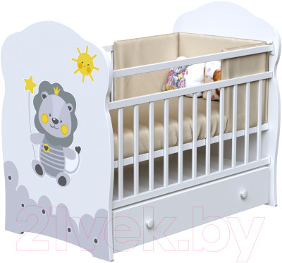 Детская кроватка VDK Happy Lion маятник-ящик - фото 1 - id-p217863310
