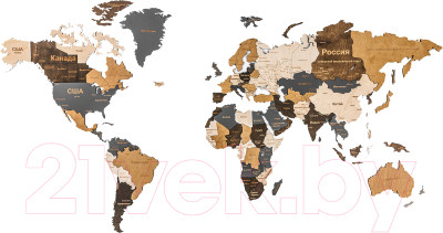 Декор настенный Woodary Карта мира XL / 3256 - фото 1 - id-p217901763