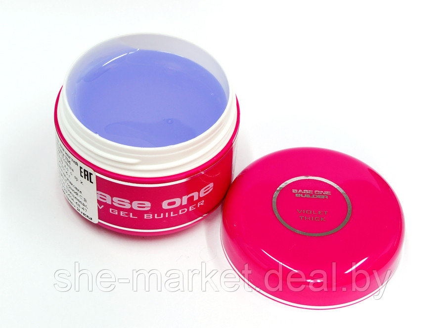 Base one Thick Violet - прозрачный густой гель с фиолетовым оттенком для наращивания ногтей, 50гр - фото 1 - id-p217949592