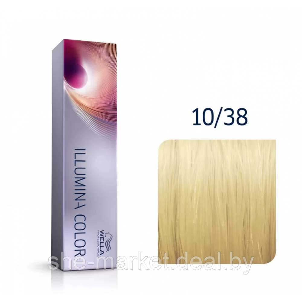 Стойкая крем-краска для волос Illumina Color 10/38 яркий блонд золотисто-жемчужный, 60мл - фото 1 - id-p217951749