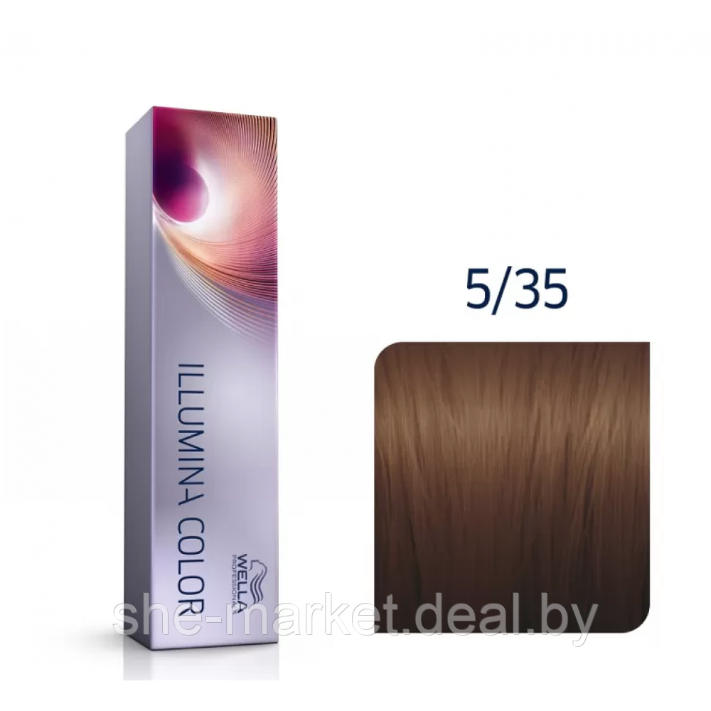 Стойкая крем-краска для волос Illumina Color 5/35 светло-коричневый золотисто-махагоновый, 60мл - фото 1 - id-p217951753