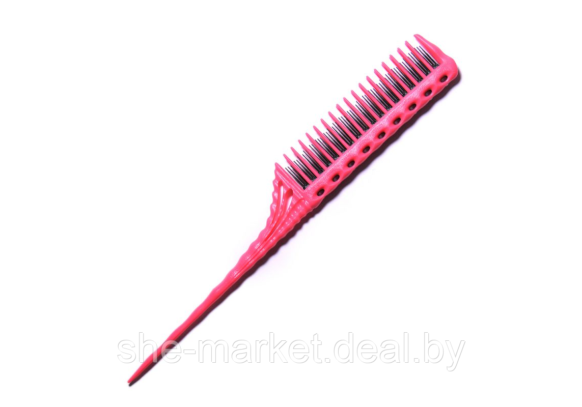 Расческа для начеса Y.S.Park YS-150 pink с пластиковым хвостиком (21.8 см, розовая) - фото 1 - id-p217951439
