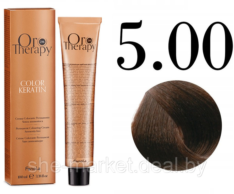 Безаммиачная крем-краска для волос ORO Therapy Color Keratin 5.00, 100мл - фото 1 - id-p217949684