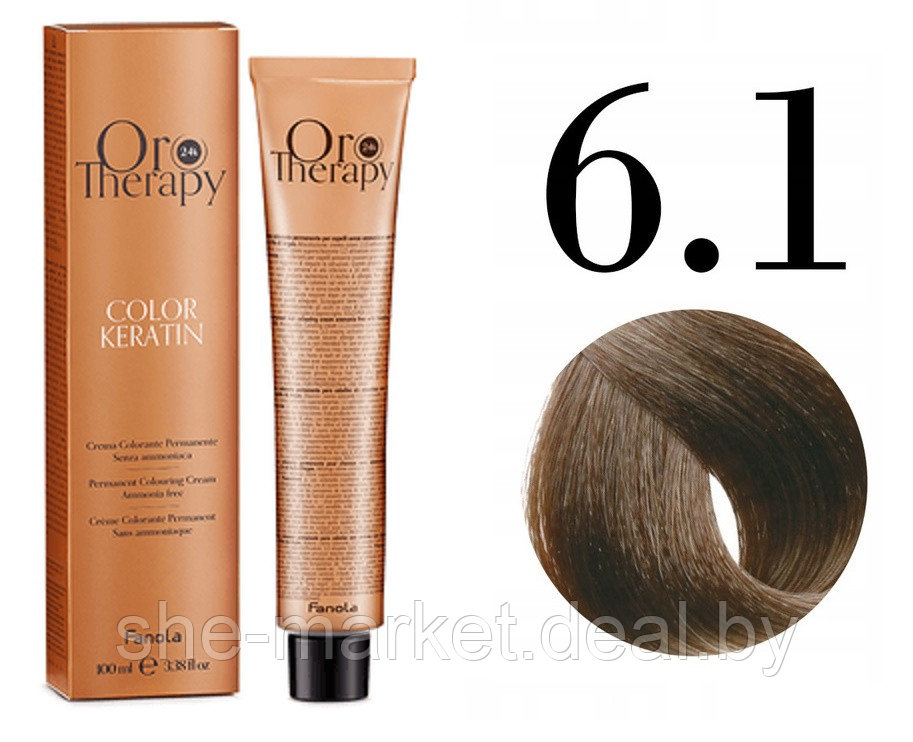Безаммиачная крем-краска для волос ORO Therapy Color Keratin 6.1, 100мл - фото 1 - id-p217949693
