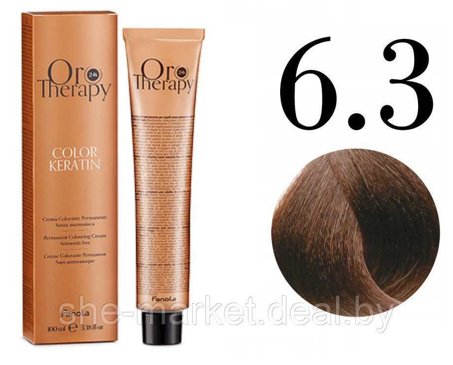 Безаммиачная крем-краска для волос ORO Therapy Color Keratin 6.3, 100мл - фото 1 - id-p217949696