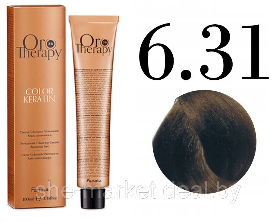 Безаммиачная крем-краска для волос ORO Therapy Color Keratin 6.31, 100мл - фото 1 - id-p217949697