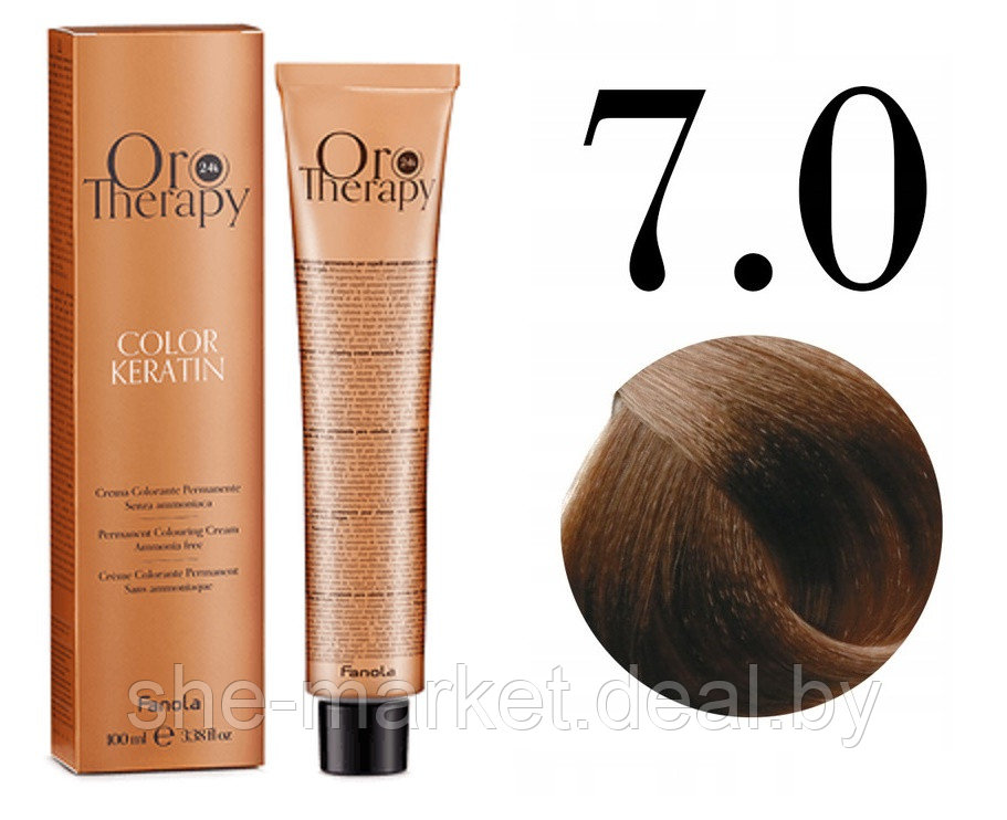 Безаммиачная крем-краска для волос ORO Therapy Color Keratin 7.0, 100мл - фото 1 - id-p217949702