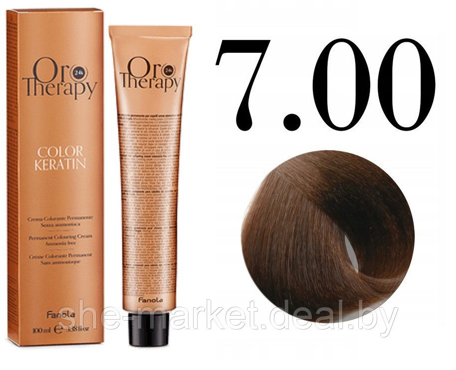 Безаммиачная крем-краска для волос ORO Therapy Color Keratin 7.00, 100мл - фото 1 - id-p217949703