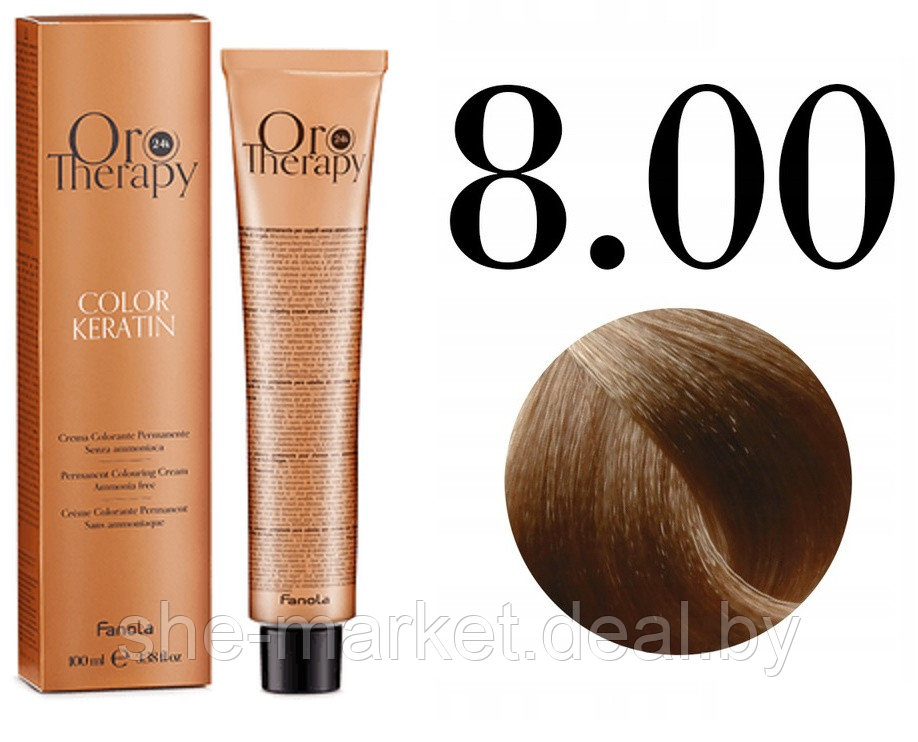 Безаммиачная крем-краска для волос ORO Therapy Color Keratin 8.00, 100мл - фото 1 - id-p217949712