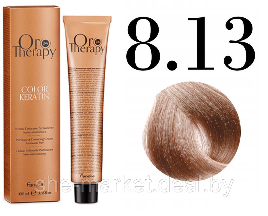 Безаммиачная крем-краска для волос ORO Therapy Color Keratin 8.13, 100мл - фото 1 - id-p217949714