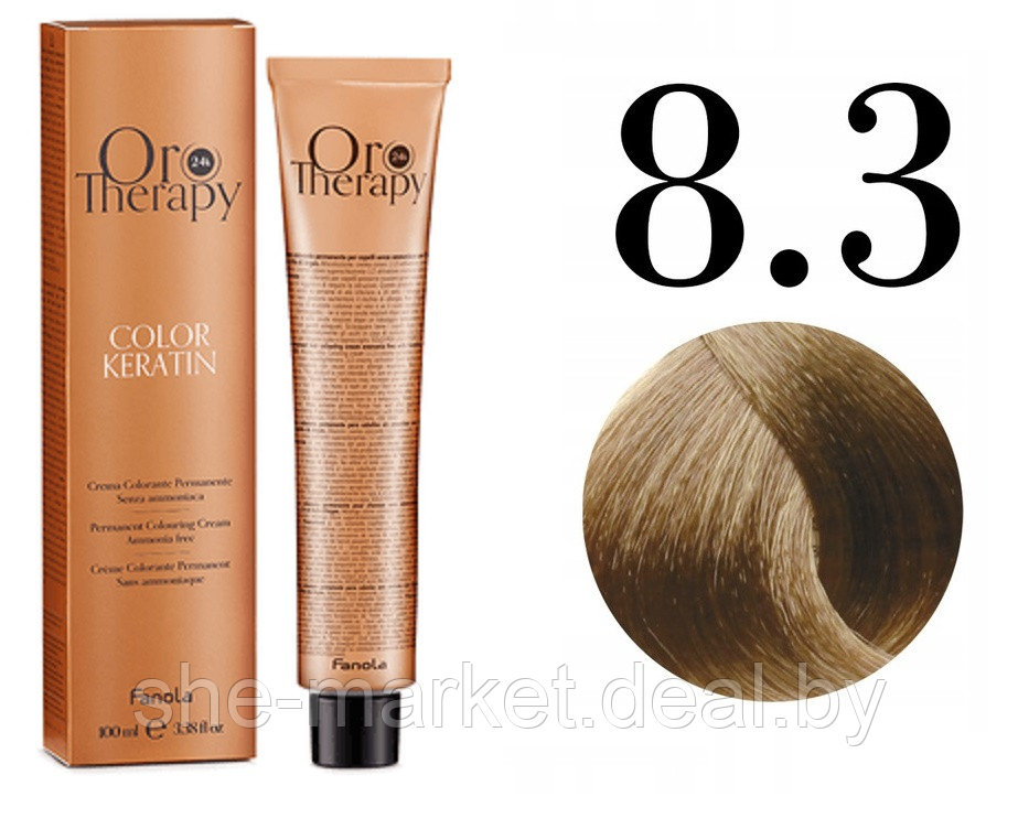 Безаммиачная крем-краска для волос ORO Therapy Color Keratin 8.3, 100мл - фото 1 - id-p217949717