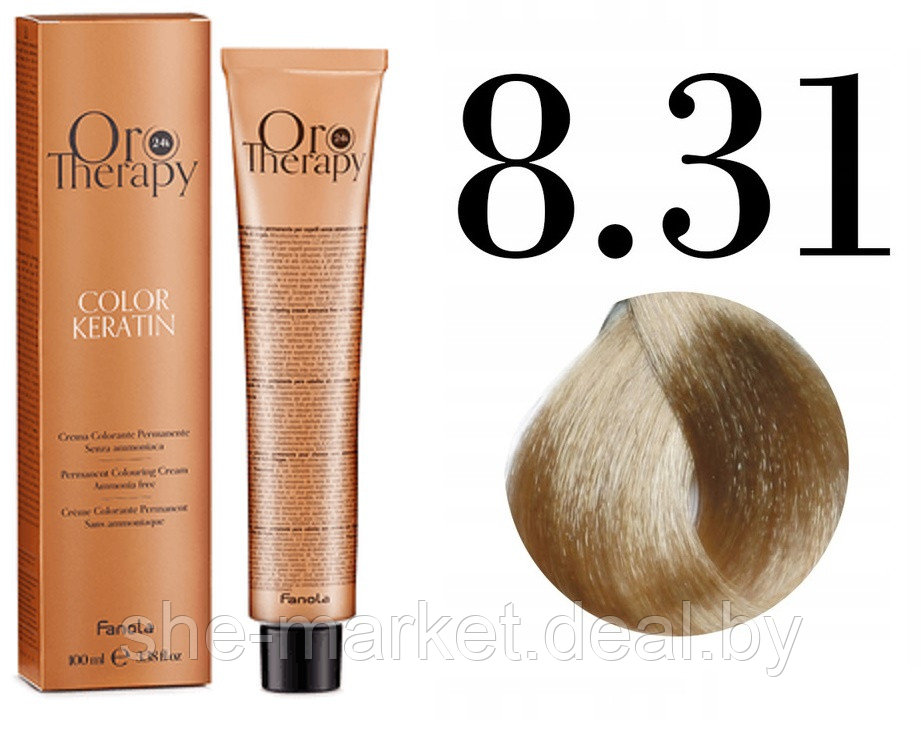 Безаммиачная крем-краска для волос ORO Therapy Color Keratin 8.31, 100мл - фото 1 - id-p217949718