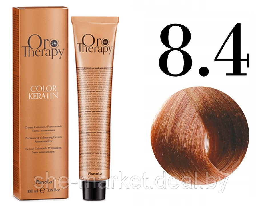 Безаммиачная крем-краска для волос ORO Therapy Color Keratin 8.4, 100мл - фото 1 - id-p217949720