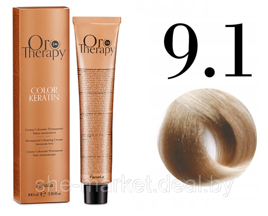 Безаммиачная крем-краска для волос ORO Therapy Color Keratin 9.1, 100мл - фото 1 - id-p217949722