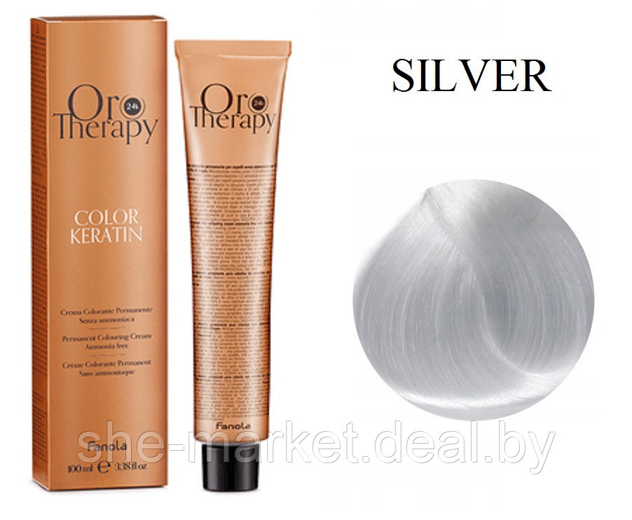 Безаммиачная крем-краска для волос ORO Therapy Color Keratin Серебряный, 100мл - фото 1 - id-p217949727