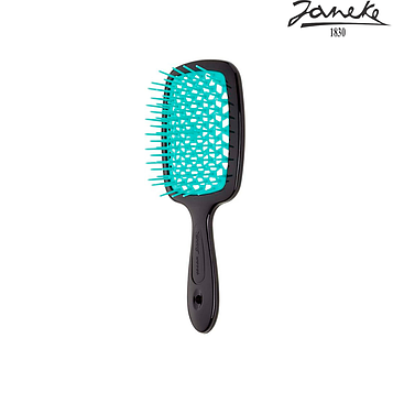 Расческа массажная Janeke Superbrush Small Black Черная с бирюзовым