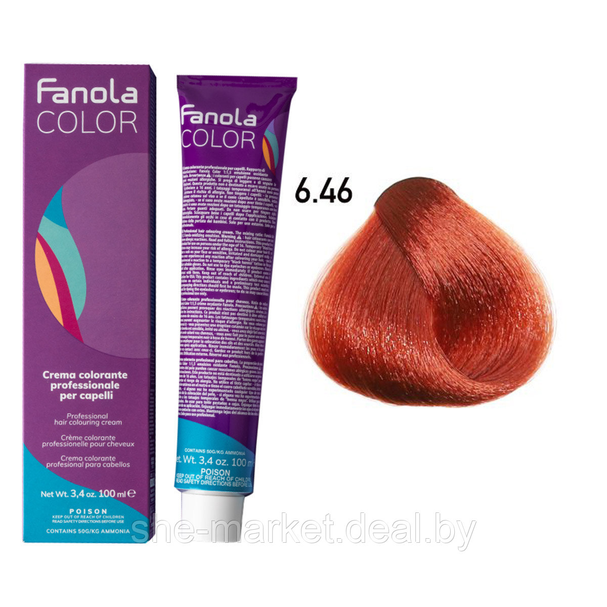 Крем-краска для волос Crema Colore 6.46, 100мл (Fanola) - фото 1 - id-p191523473