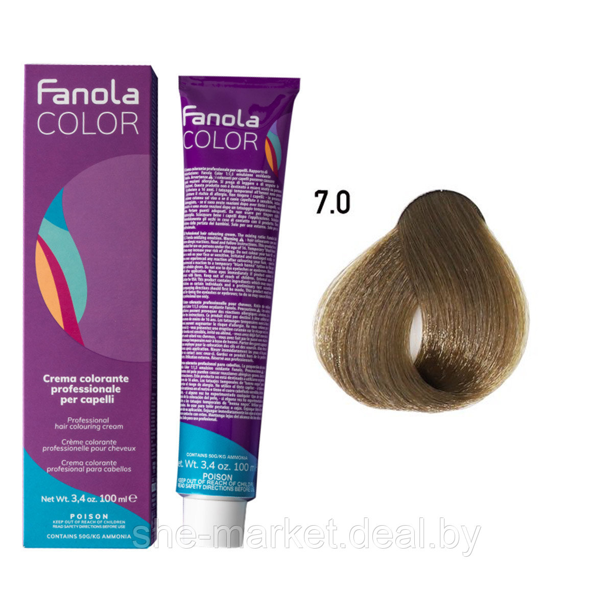 Крем-краска для волос Crema Colore 7.0 Blonde, 100мл (Fanola) - фото 1 - id-p193998645