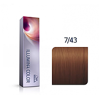 Стойкая крем-краска для волос Illumina Color 7/43 блонд красно-золотистый, 60мл