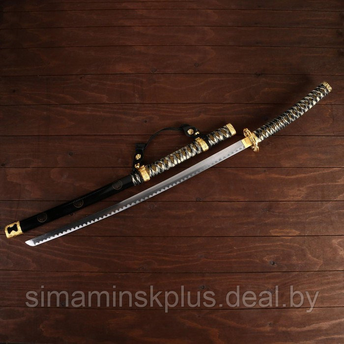 Сувенирное оружие «Катана», чёрные ножны, золотистая обмотка, 102 см - фото 2 - id-p217954528