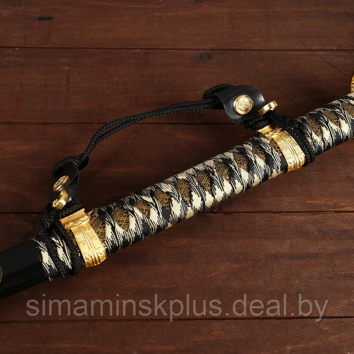 Сувенирное оружие «Катана», чёрные ножны, золотистая обмотка, 102 см - фото 5 - id-p217954528