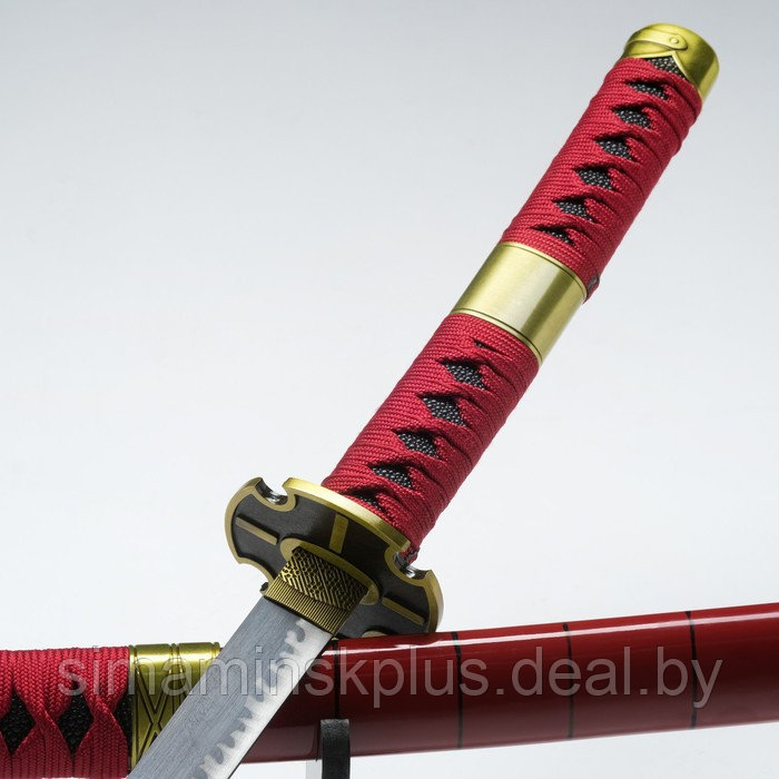 Сувенирное оружие «Катана», малиновые, в полоску ножны, вставка с обвязкой, 100см - фото 4 - id-p217954530