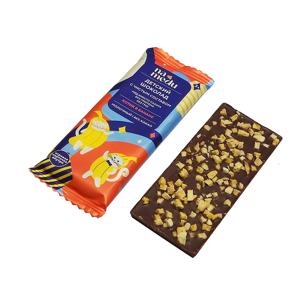 Шоколад на меду Детский молочный 46% какао с бананом, 35 г - фото 1 - id-p217975163