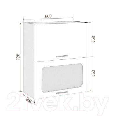 Шкаф навесной для кухни Кортекс-мебель Корнелия Мара ВШ60-2г1ст - фото 2 - id-p217968518