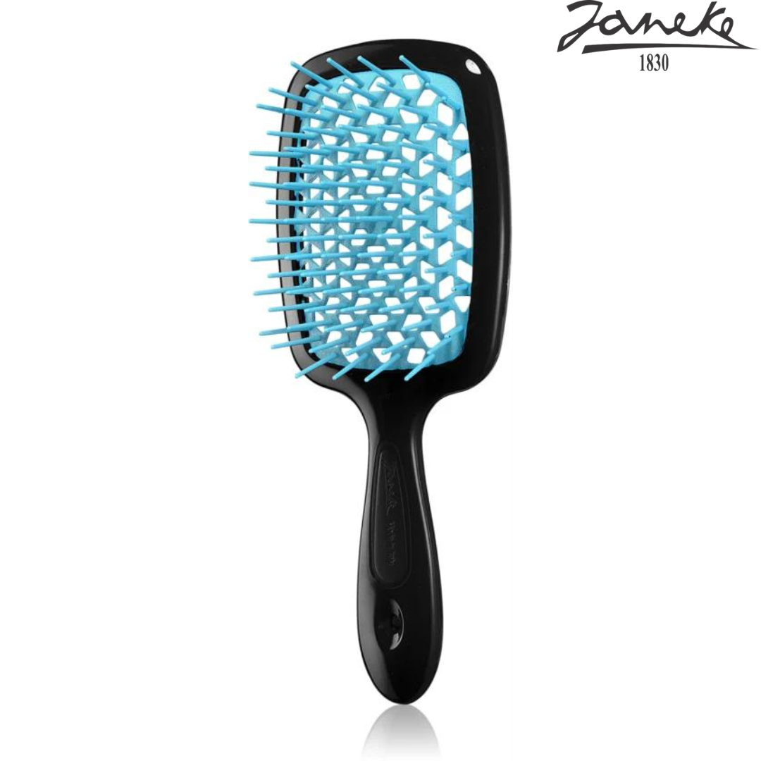 Расческа массажная Janeke Superbrush Black Черная с голубым