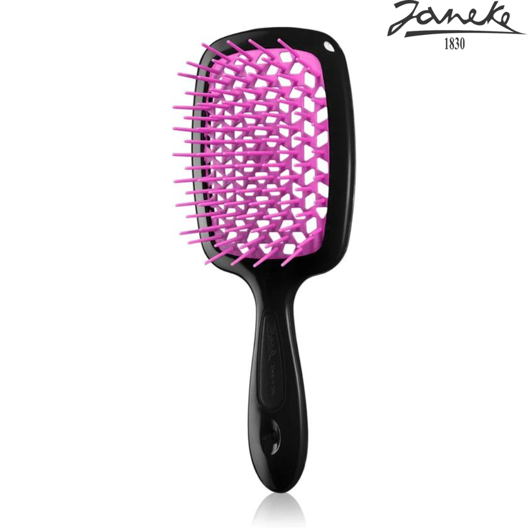 Расческа массажная Janeke Superbrush Black Черная с фуксией