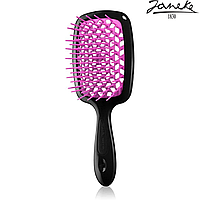 Расческа массажная Janeke Superbrush Black Черная с фуксией