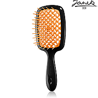 Расческа массажная Janeke Superbrush Black Черная с оранжевым