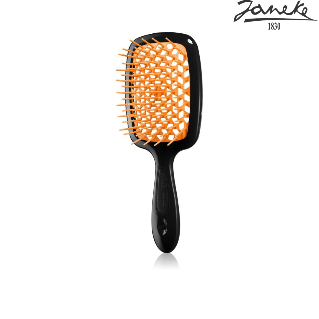 Расческа массажная Janeke Superbrush Small Black Черная с оранжевым 