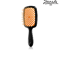 Расческа массажная Janeke Superbrush Small Black Черная с оранжевым