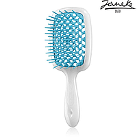 Расческа массажная Janeke Superbrush White Белая с голубым