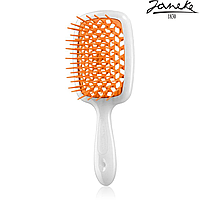 Расческа массажная Janeke Superbrush White Белая с оранжевым