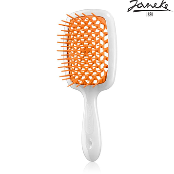 Расческа массажная Janeke Superbrush White Белая с оранжевым 