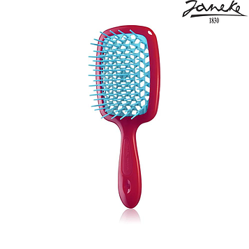 Расческа массажная Janeke Superbrush Small Fuxia Fluorescente Фуксия с голубым
