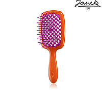 Расческа массажная Janeke Superbrush Small Orange Fluorescente Оранжевая Оранжевая с фиолетовым