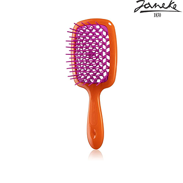 Расческа массажная Janeke Superbrush Small Orange Fluorescente Оранжевая с фиолетовым